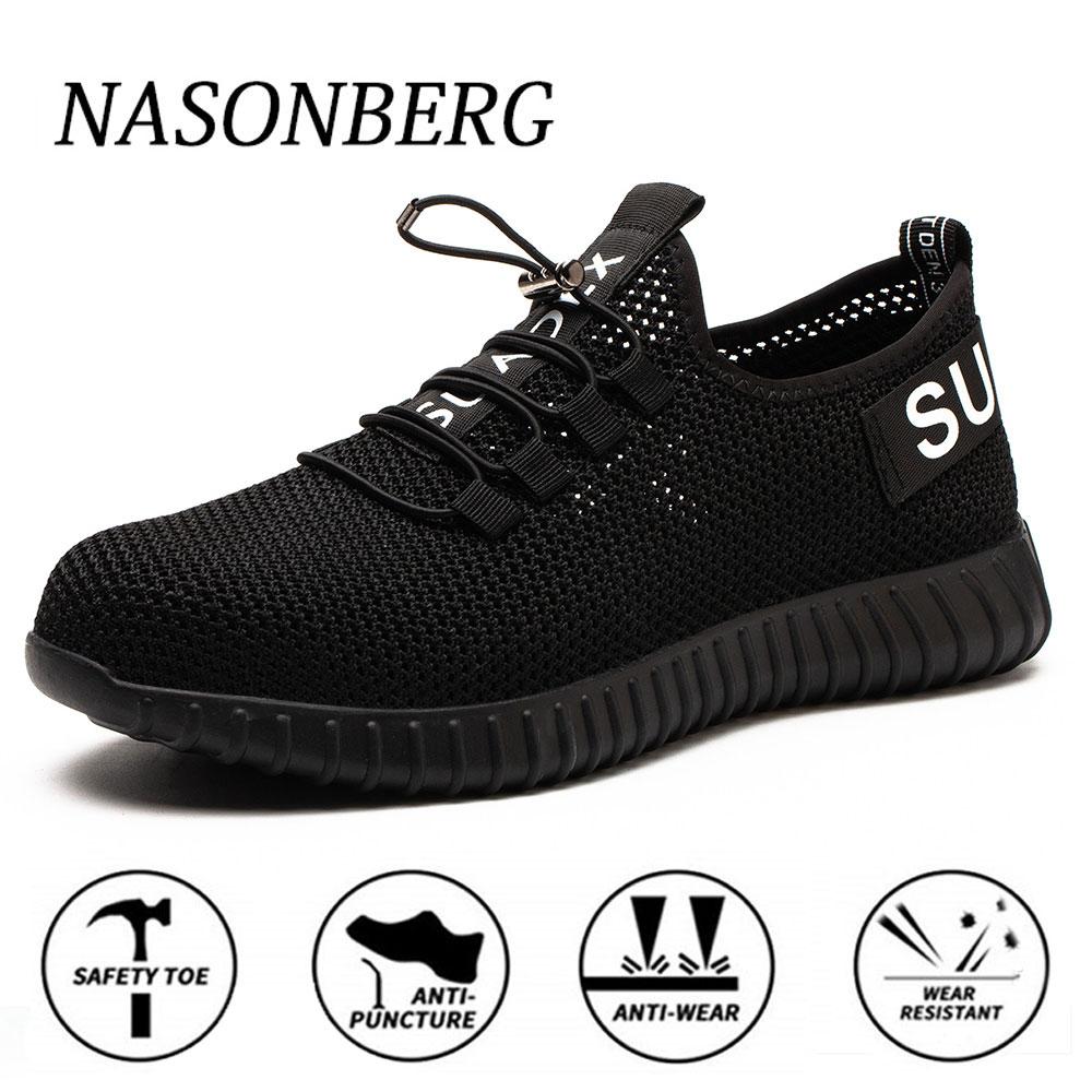 NASONBERG Shoes Safety Men Anti-smashing Steel Toe Working Shoe Security Man Women Breathable Work Boot Sneakers Plug Size 35-46