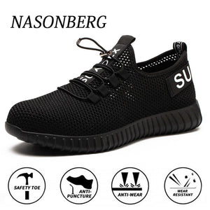 NASONBERG Shoes Safety Men Anti-smashing Steel Toe Working Shoe Security Man Women Breathable Work Boot Sneakers Plug Size 35-46