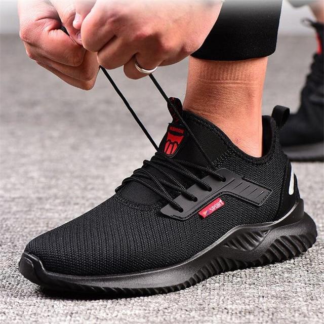 Autumn Safety Shoes steel toe Men, Fashion Anti-smashing Men's Work Shoes, Black Breathable Comfortable Sports Shoes seguridad